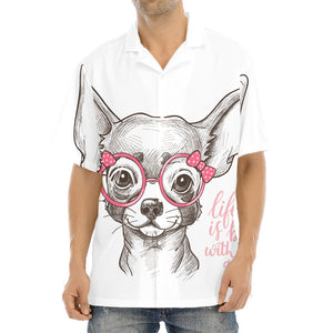 Cute Chihuahua With Glasses Print Aloha Shirt