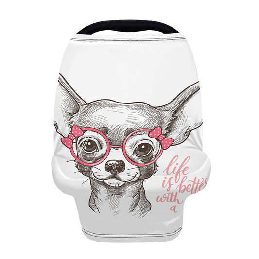 Cute Chihuahua With Glasses Print Baby Seat Cover