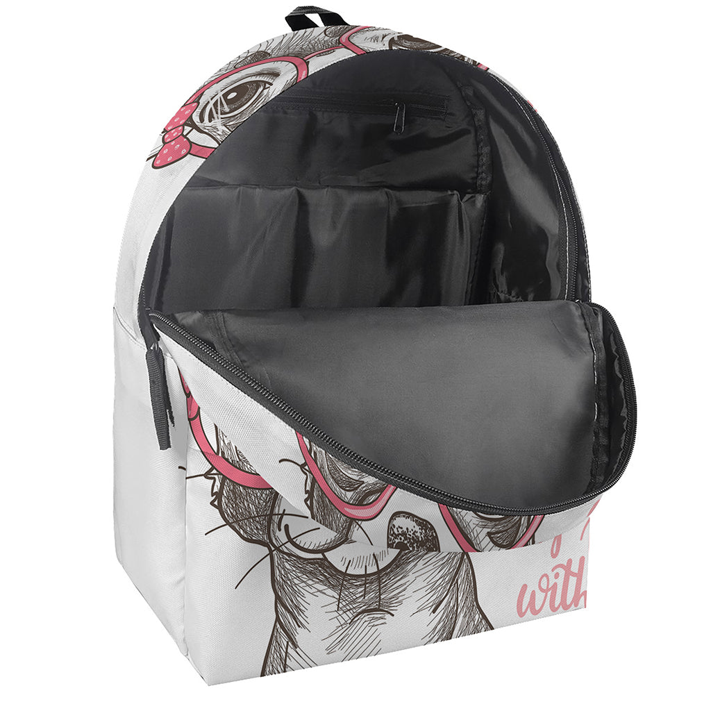 Cute Chihuahua With Glasses Print Backpack