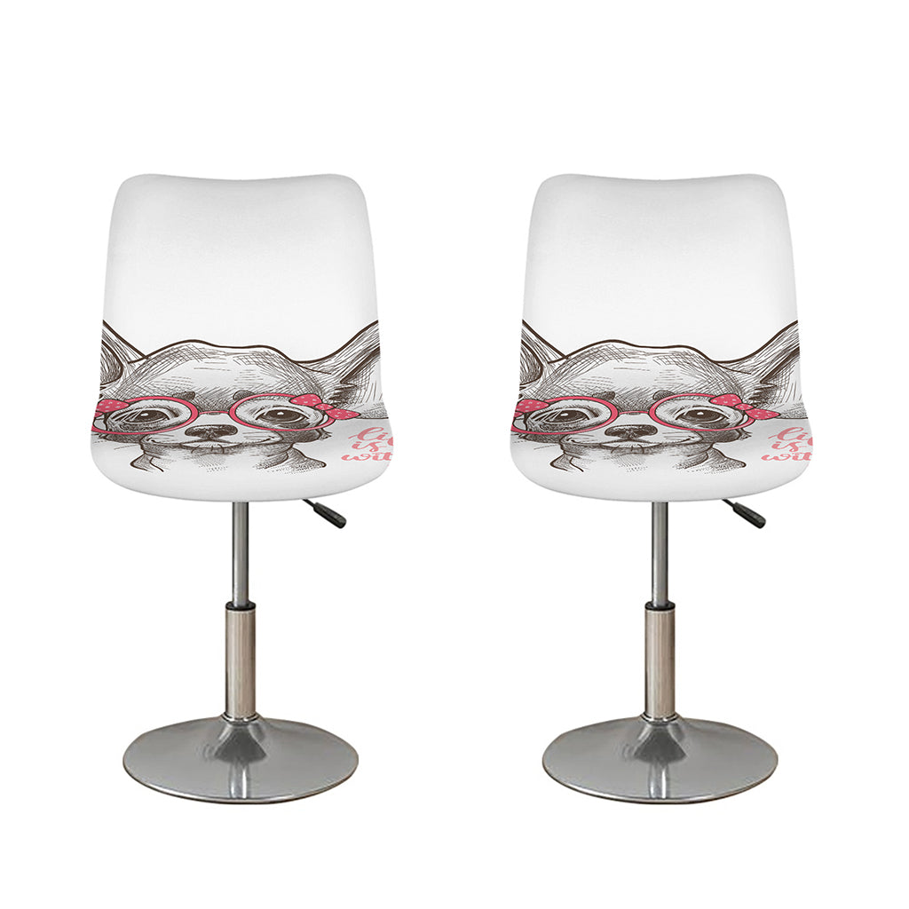 Cute Chihuahua With Glasses Print Bar Stool Covers