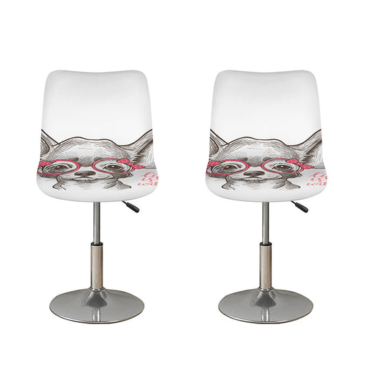 Cute Chihuahua With Glasses Print Bar Stool Covers