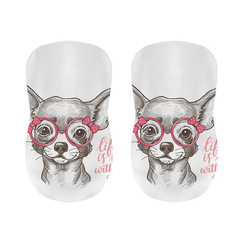 Cute Chihuahua With Glasses Print Bar Stool Covers