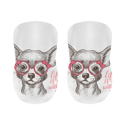 Cute Chihuahua With Glasses Print Bar Stool Covers