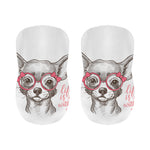 Cute Chihuahua With Glasses Print Bar Stool Covers