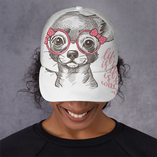 Cute Chihuahua With Glasses Print Baseball Cap