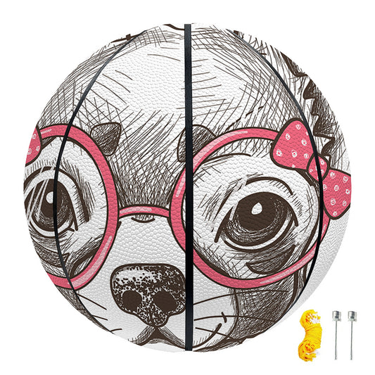 Cute Chihuahua With Glasses Print Basketball