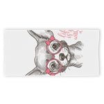 Cute Chihuahua With Glasses Print Beach Towel