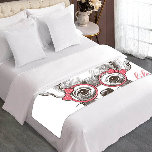 Cute Chihuahua With Glasses Print Bed Runner