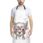Cute Chihuahua With Glasses Print Bib Apron With Pocket