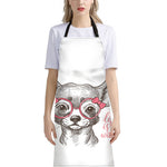 Cute Chihuahua With Glasses Print Bib Apron With Pocket