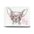 Cute Chihuahua With Glasses Print Bifold Wallet
