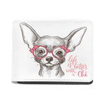 Cute Chihuahua With Glasses Print Bifold Wallet