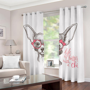 Cute Chihuahua With Glasses Print Blackout Grommet Curtains