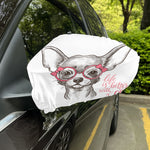Cute Chihuahua With Glasses Print Car Side Mirror Covers