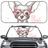 Cute Chihuahua With Glasses Print Car Windshield Sun Shade