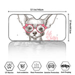 Cute Chihuahua With Glasses Print Car Windshield Sun Shade