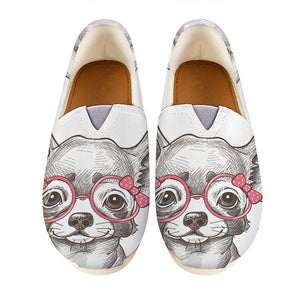 Cute Chihuahua With Glasses Print Casual Shoes