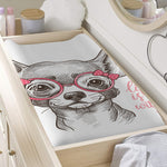 Cute Chihuahua With Glasses Print Changing Pad Cover
