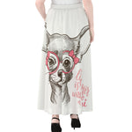 Cute Chihuahua With Glasses Print Chiffon Maxi Skirt