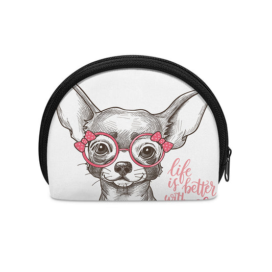 Cute Chihuahua With Glasses Print Coin Purse