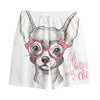 Cute Chihuahua With Glasses Print Cotton Shorts