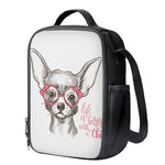 Cute Chihuahua With Glasses Print Crossbody Lunch Bag