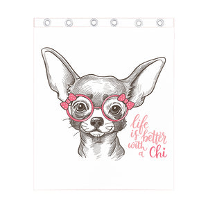 Cute Chihuahua With Glasses Print Curtain