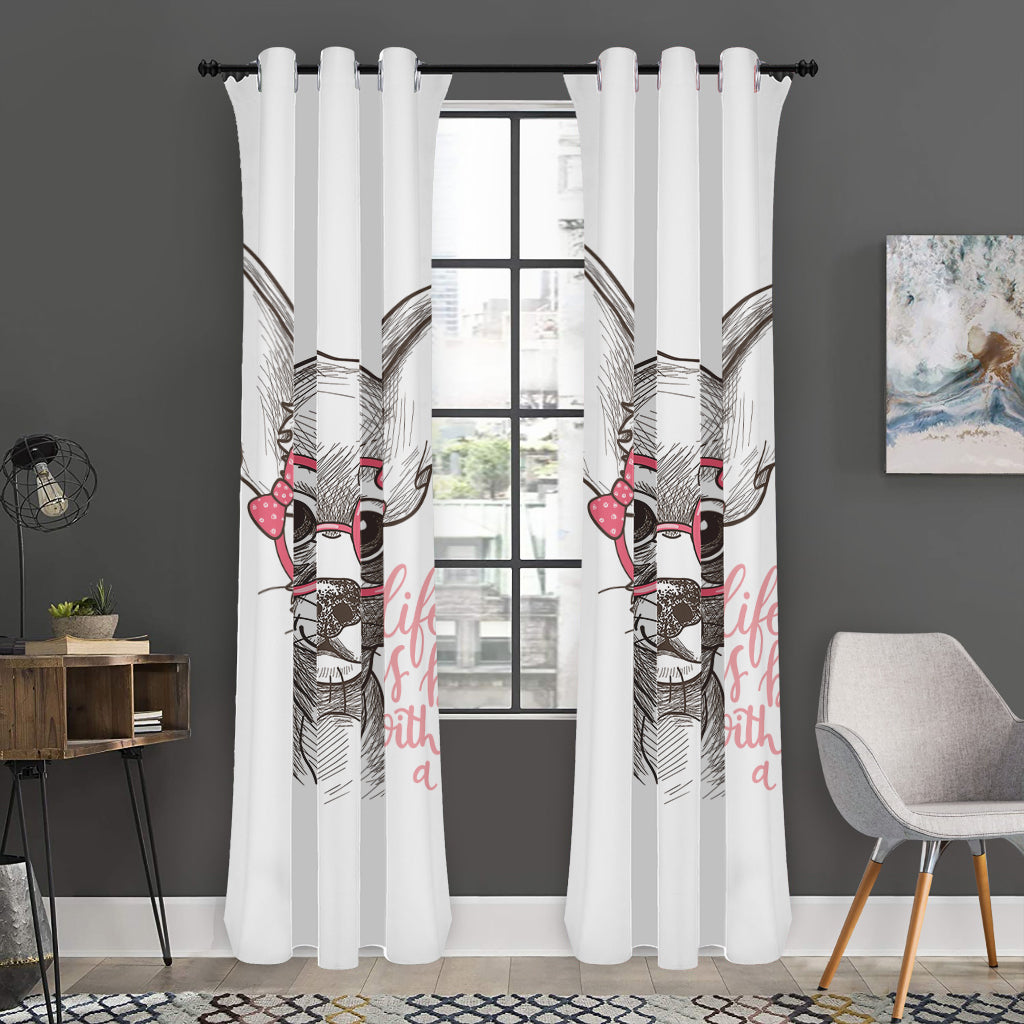 Cute Chihuahua With Glasses Print Curtain