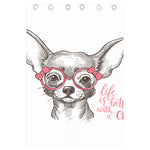 Cute Chihuahua With Glasses Print Curtain