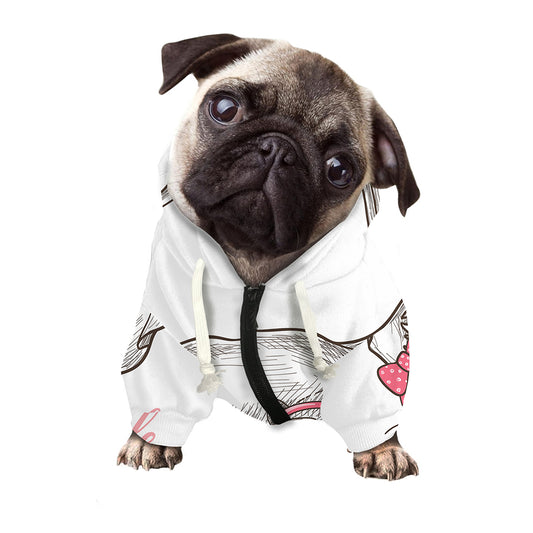 Cute Chihuahua With Glasses Print Dog Zip Up Hoodie