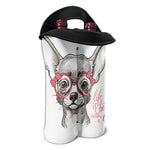 Cute Chihuahua With Glasses Print Double Neoprene Wine Tote