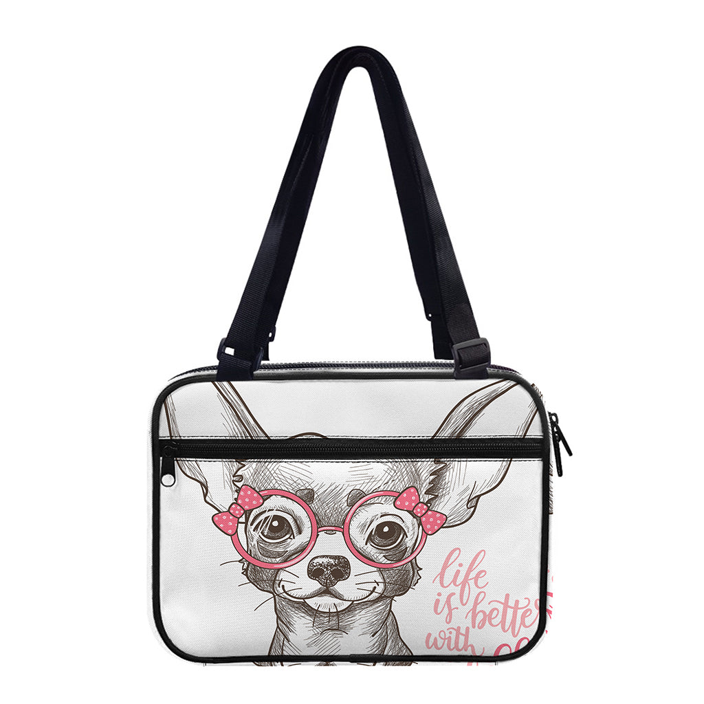 Cute Chihuahua With Glasses Print Double Strap Bible Bag
