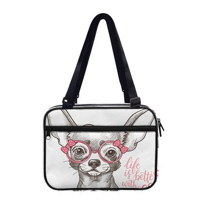 Cute Chihuahua With Glasses Print Double Strap Bible Bag