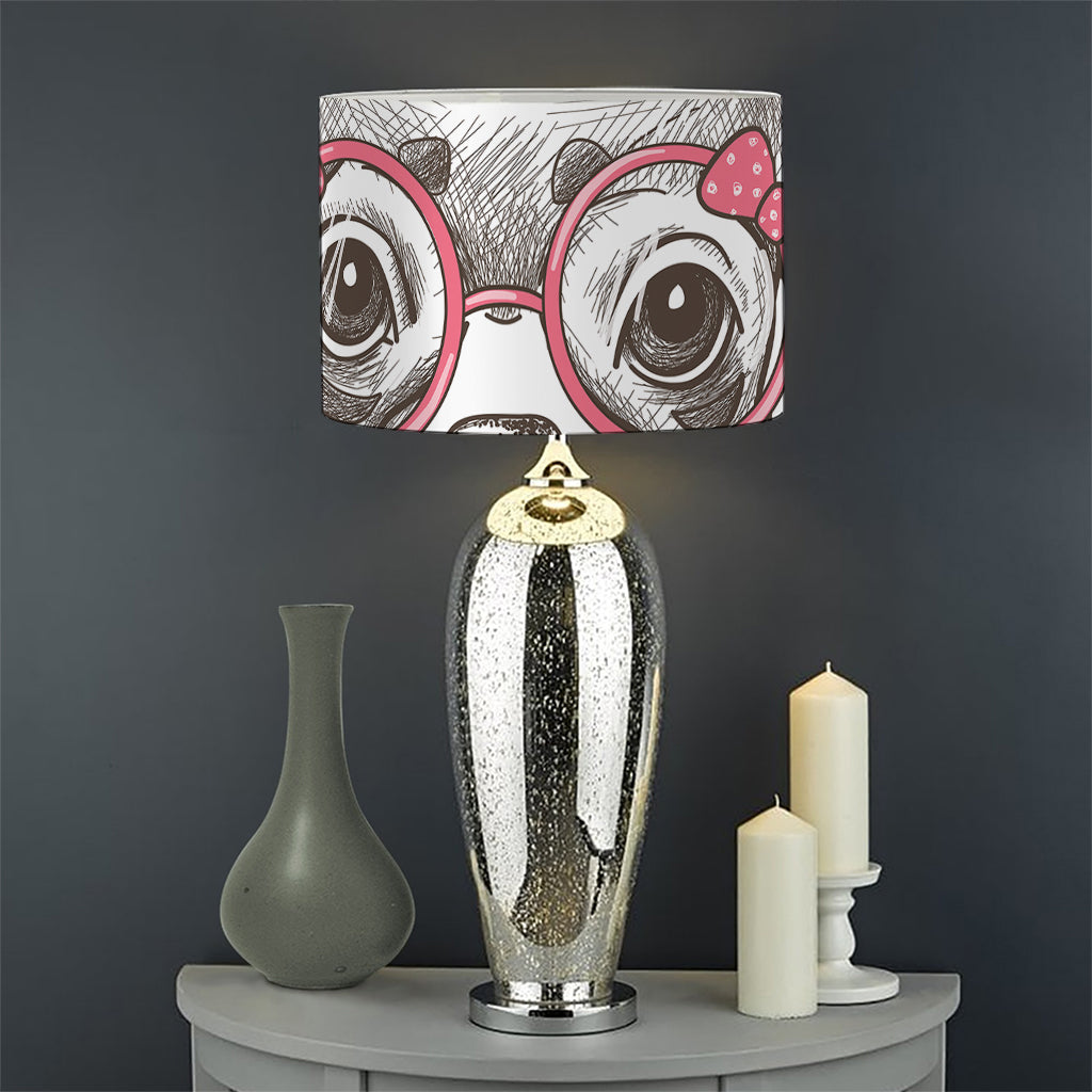 Cute Chihuahua With Glasses Print Drum Lamp Shade