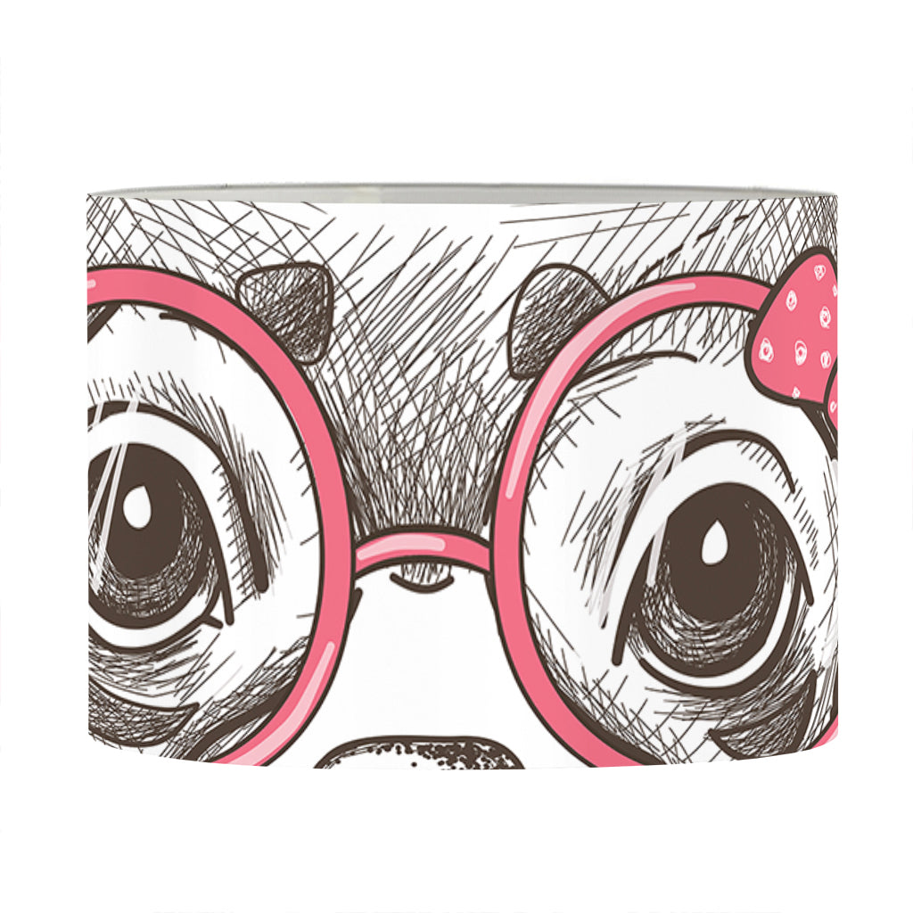 Cute Chihuahua With Glasses Print Drum Lamp Shade