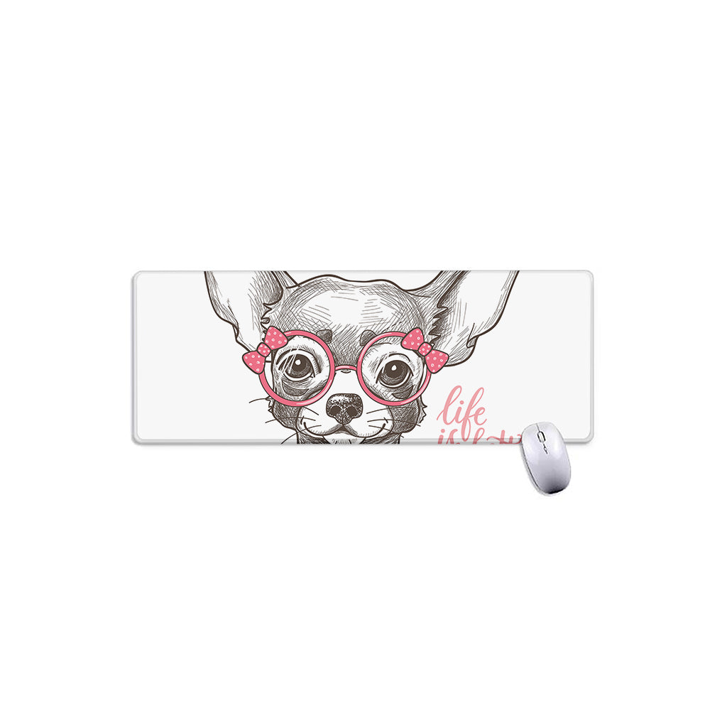 Cute Chihuahua With Glasses Print Extended Mouse Pad