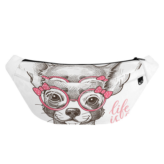 Cute Chihuahua With Glasses Print Fanny Pack