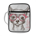 Cute Chihuahua With Glasses Print Front Pocket Bible Bag