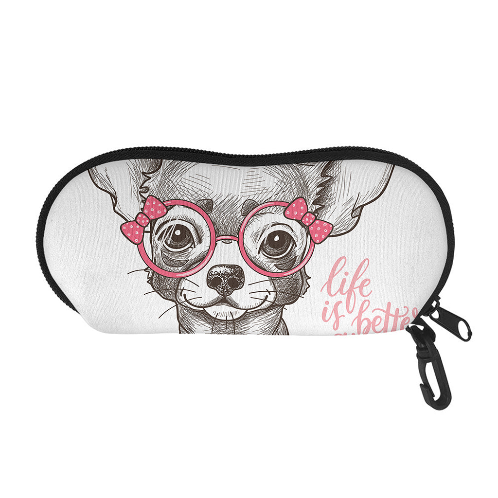 Cute Chihuahua With Glasses Print Glasses Case