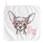 Cute Chihuahua With Glasses Print Hand Towel