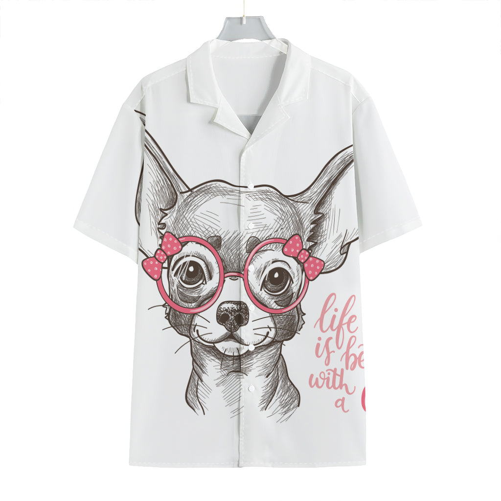 Cute Chihuahua With Glasses Print Hawaiian Shirt
