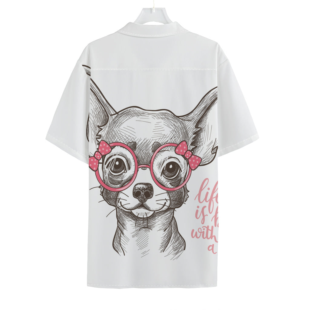 Cute Chihuahua With Glasses Print Hawaiian Shirt