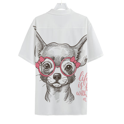 Cute Chihuahua With Glasses Print Hawaiian Shirt