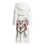 Cute Chihuahua With Glasses Print Hooded Bathrobe