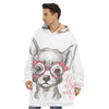 Cute Chihuahua With Glasses Print Hoodie Blanket