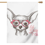 Cute Chihuahua With Glasses Print House Flag