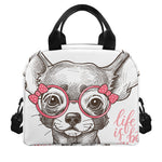Cute Chihuahua With Glasses Print Insulated Lunch Bag