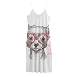 Cute Chihuahua With Glasses Print Jersey Midi Cami Dress