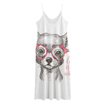 Cute Chihuahua With Glasses Print Jersey Midi Cami Dress