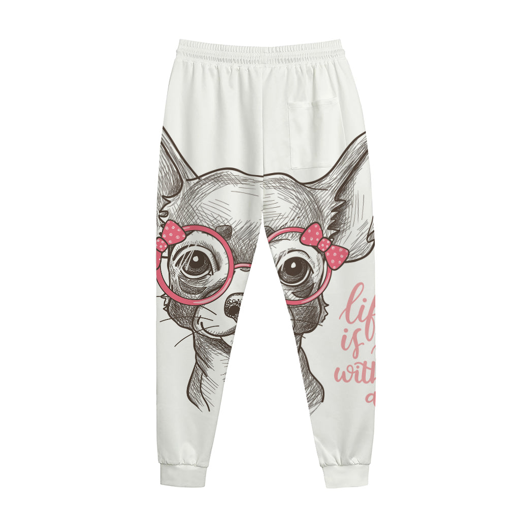 Cute Chihuahua With Glasses Print Jogger Pants